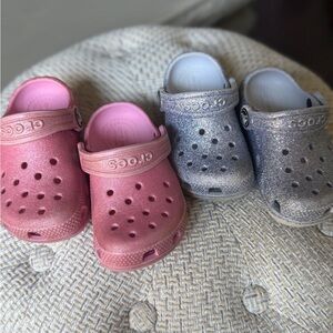 CROCS Kids  - Glitter Pink and Frosted Glitter Silver- 2 Pairs!